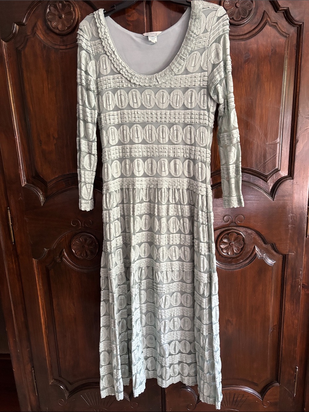 Sundance Light Sage Long Sleeve Scoop-Neck Midi Dress